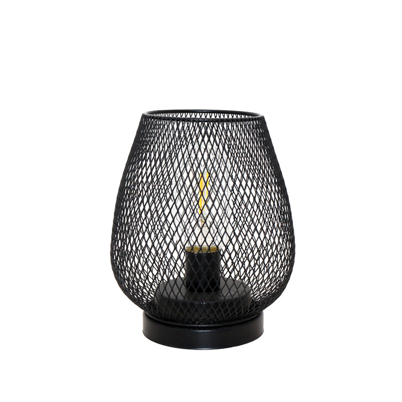 Retro Iron Art Table Lamp Battery Powered Night Light Hollowed Out Birdcage Desk Reading Lamp Bedroom Decor Bedside Table Lamp Home Decor - Image 3