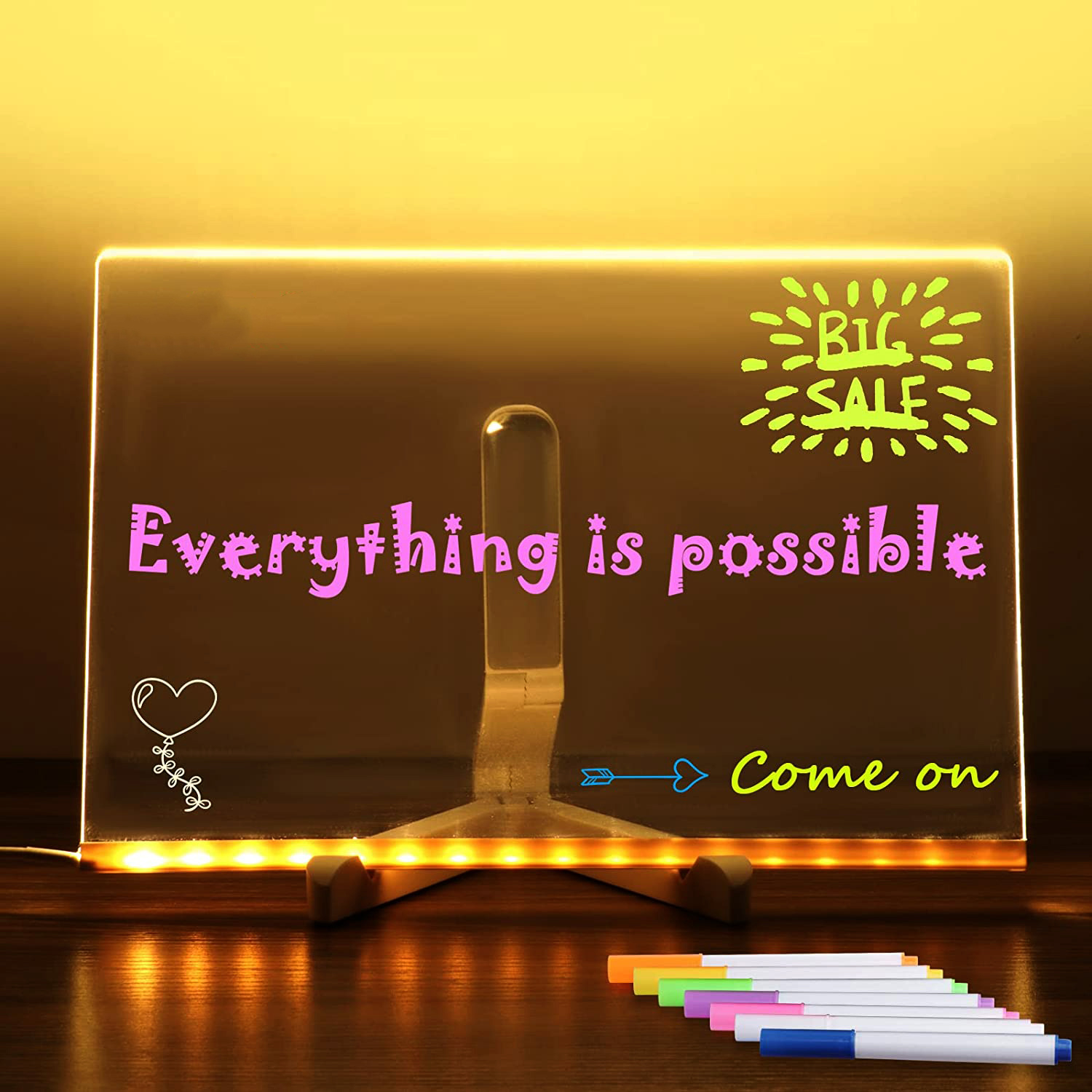 Acrylic DIY Note Board LED Night Light Creative Message Board Holiday Lamp With 7Pens USB LED Desk Lamp Note Daily Moment Painting Lamp - Image 4