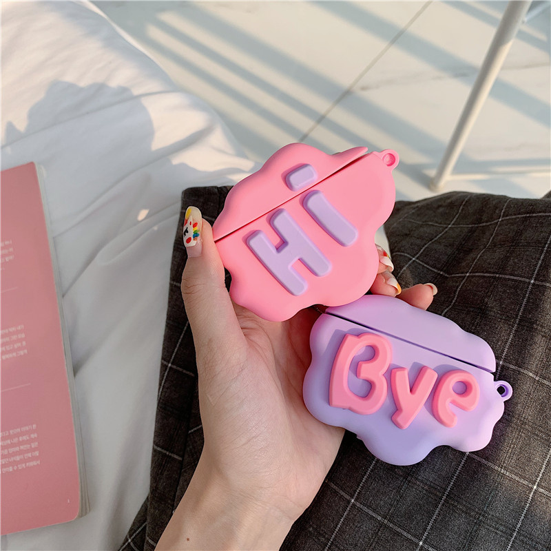 AirPod 2 Case 3D HI BYE Cloud Letter Cartoon Soft Silicone Wireless Earphone Cases For Airpods Case Cute Cover - Image 7