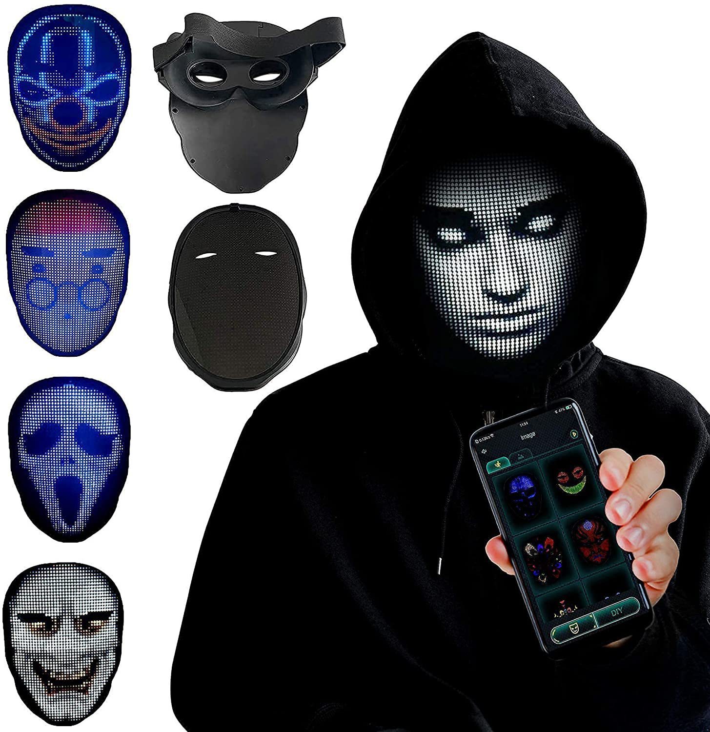 Halloween Face Masks Full Color LED Luminous Mask Face Changing Mask Party Bar Props - Image 2