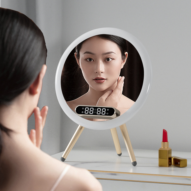 New Multi -function LED Mirror Alarm Clock Wireless Charger Digital Clock Time USB Table Clock - Image 3