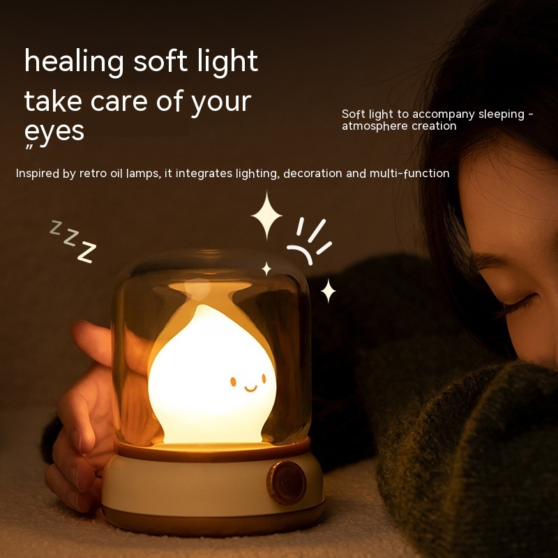 Retro Small Night Lamp Bedroom Mini Desktop LED Cute Night Lamp Creative USB Rechargeable Portable Cartoon Table Lamp For Coffee Bar Hotel Bedroom Home Decor - Image 7