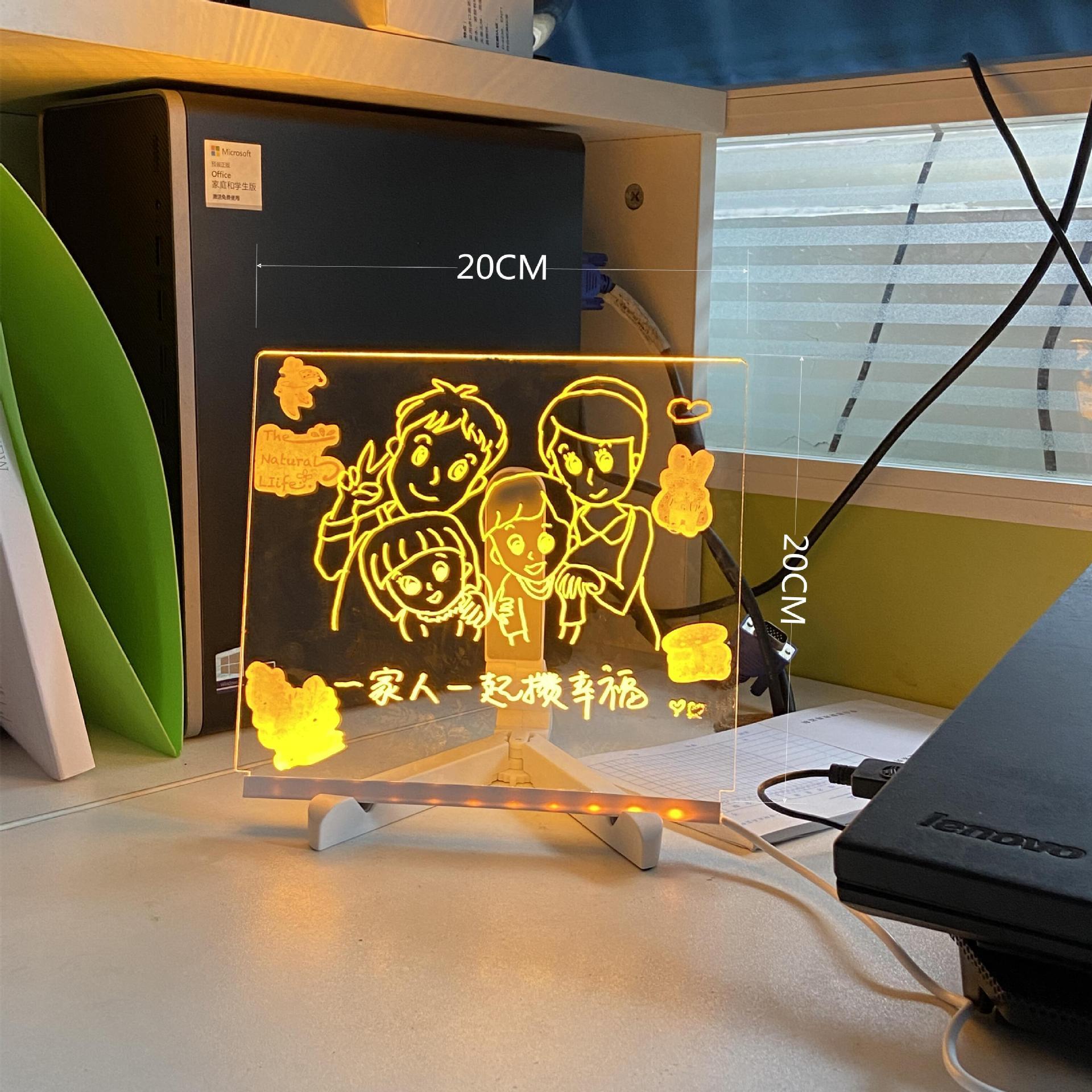 Acrylic DIY Note Board LED Night Light Creative Message Board Holiday Lamp With 7Pens USB LED Desk Lamp Note Daily Moment Painting Lamp - Image 6