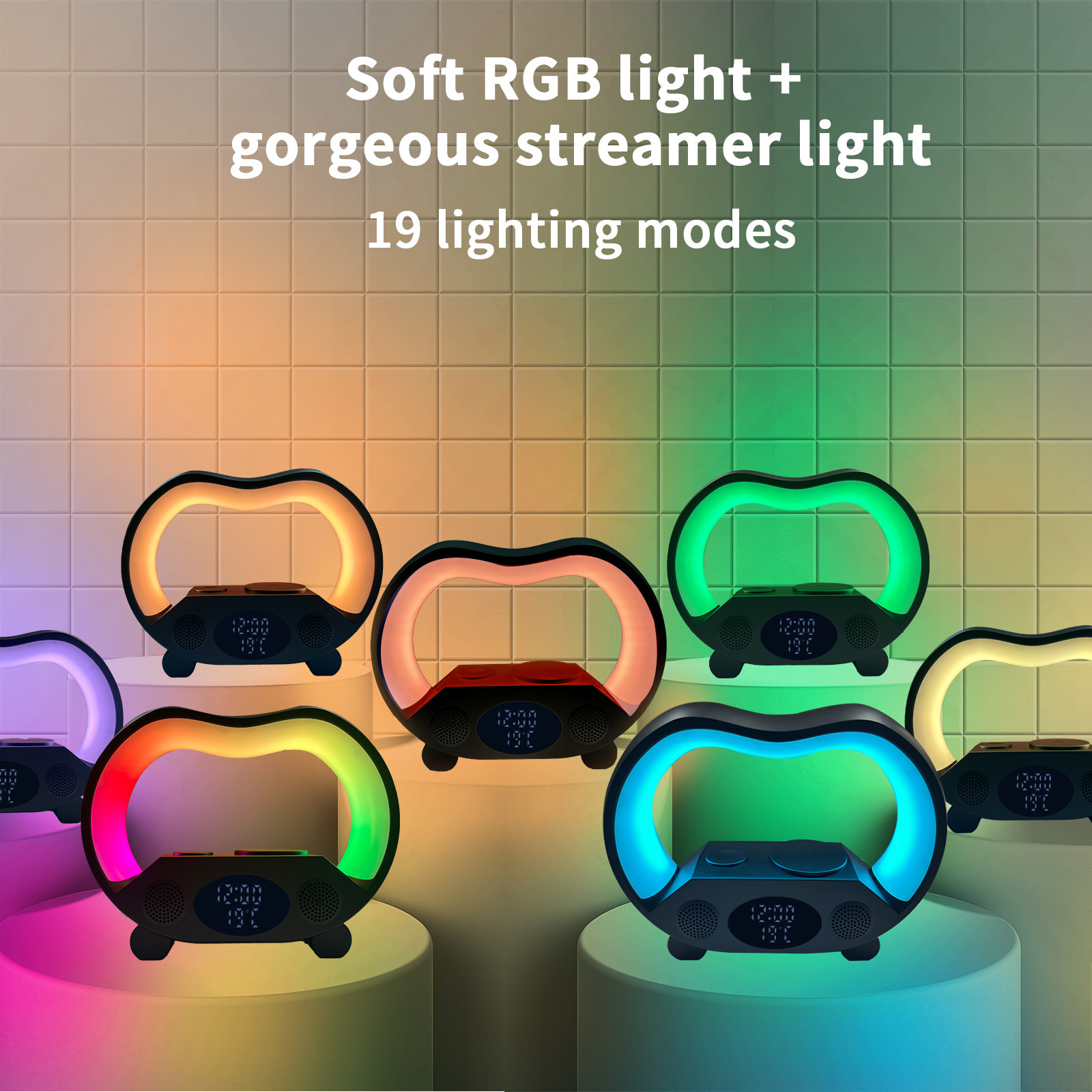 New 6 In 1 Smart Remote Control Bluetooth-compatible Ambience Intelligent LED Table Lamp Multi-function Wireless Charger Night Light Bluetooth-compatible Speaker - Image 2