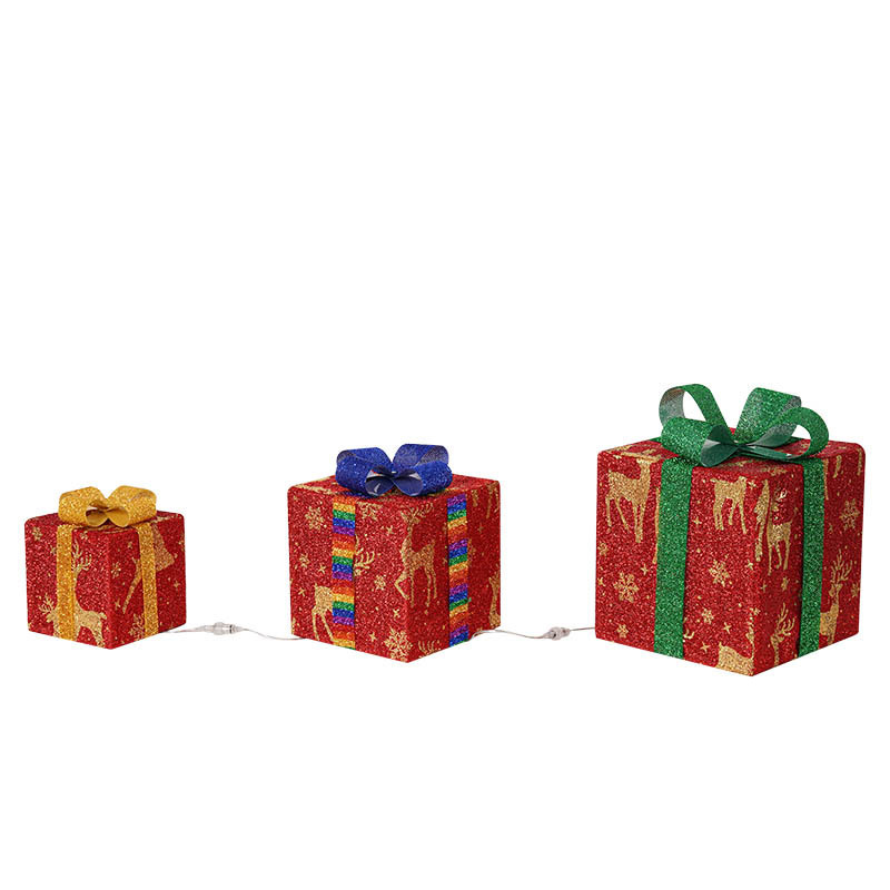Lighted Up Outdoor Christmas Decorations Luminous Christmas Gift Box With Bow For Holiday Christmas Tree Home Yard Decor - Image 5