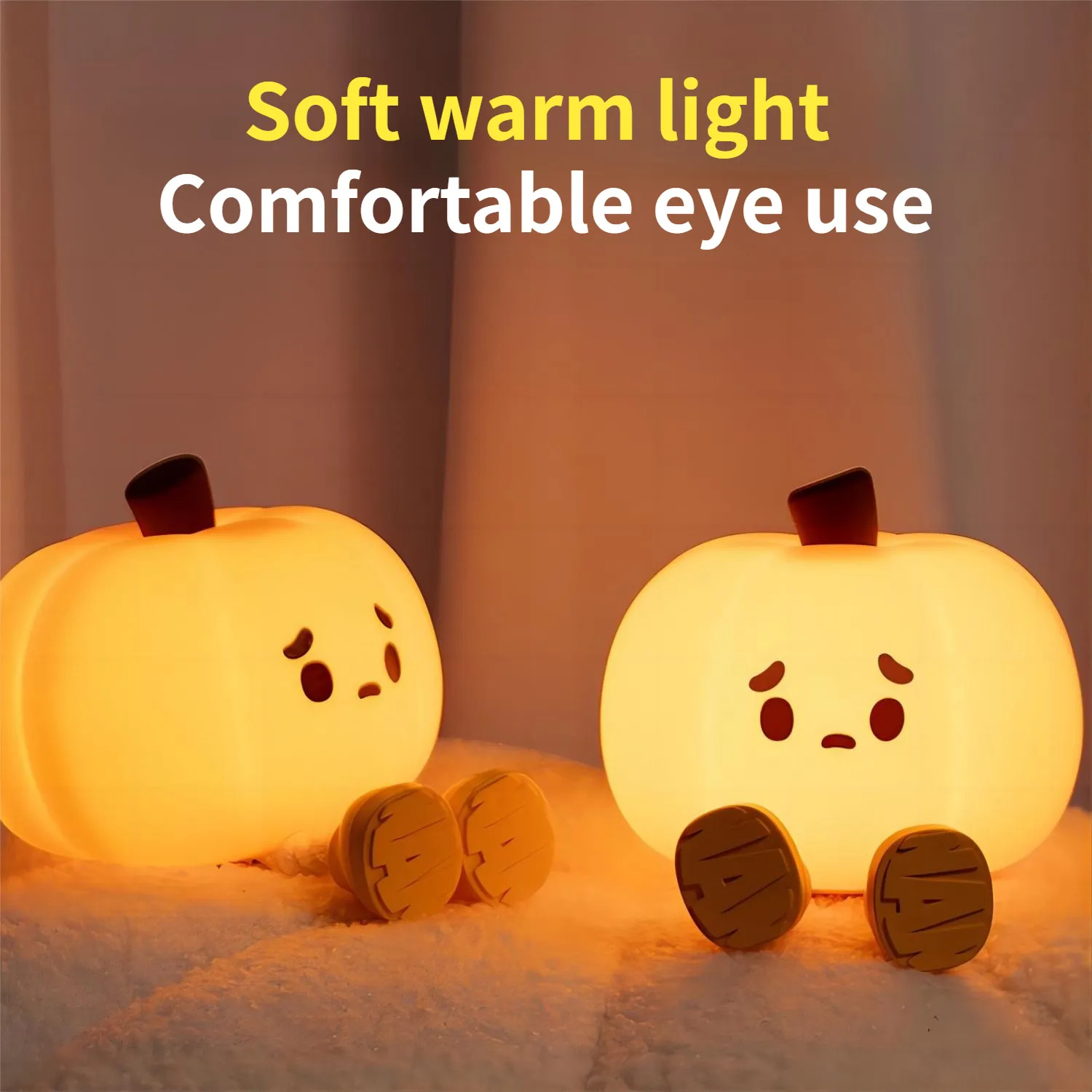 Home Decor Halloween Pumpkin Night Light Cute Soft Silicone Lamp Touch Dimmable Rechargeable Bedside Decor Light Kids Gifts Halloween Decorations - Image 4