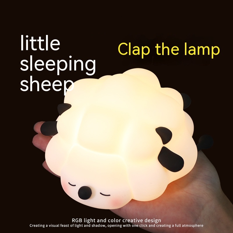 Cute Silicone Night Lights Sheep Cartoon Bedroom Lamp For Children's Room Decor Rechargeable Timing Dimming Sleep Night Light - Image 7