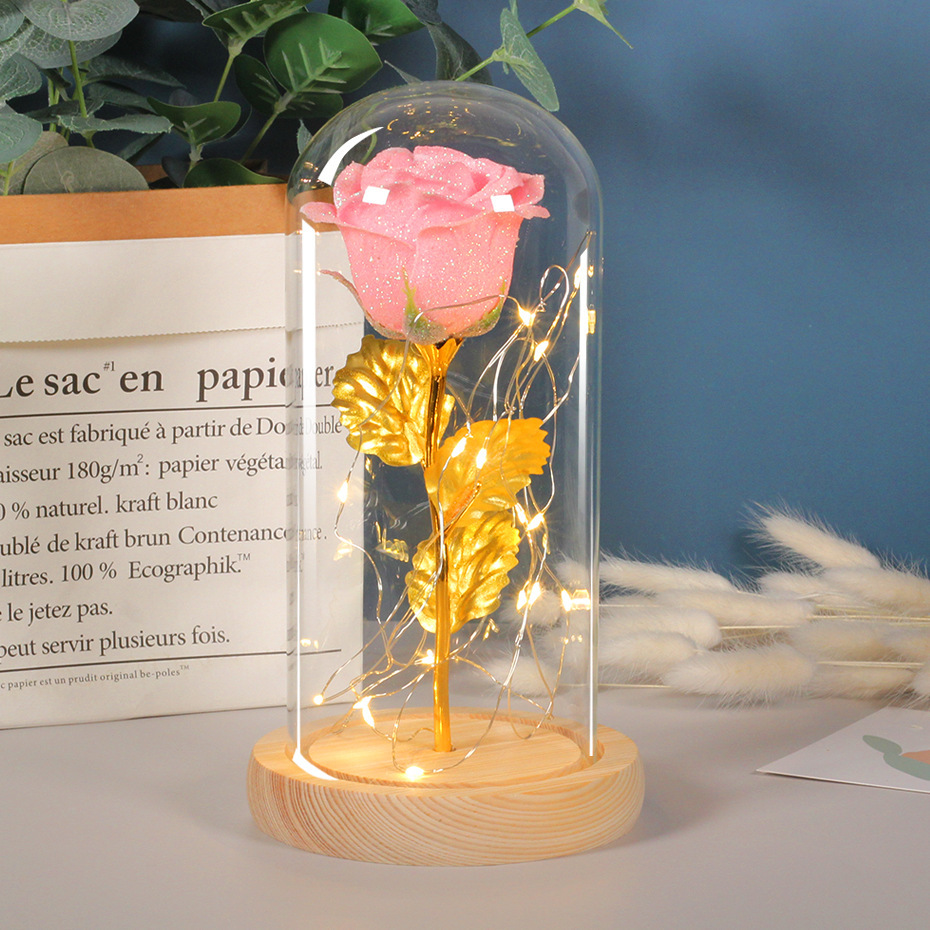 Valentines Day Gift For Girlfriend Eternal Rose Flowers LED Light In Glass Cover Day Wedding Decoration Favors Mother Day Female Gift Gift - Image 6