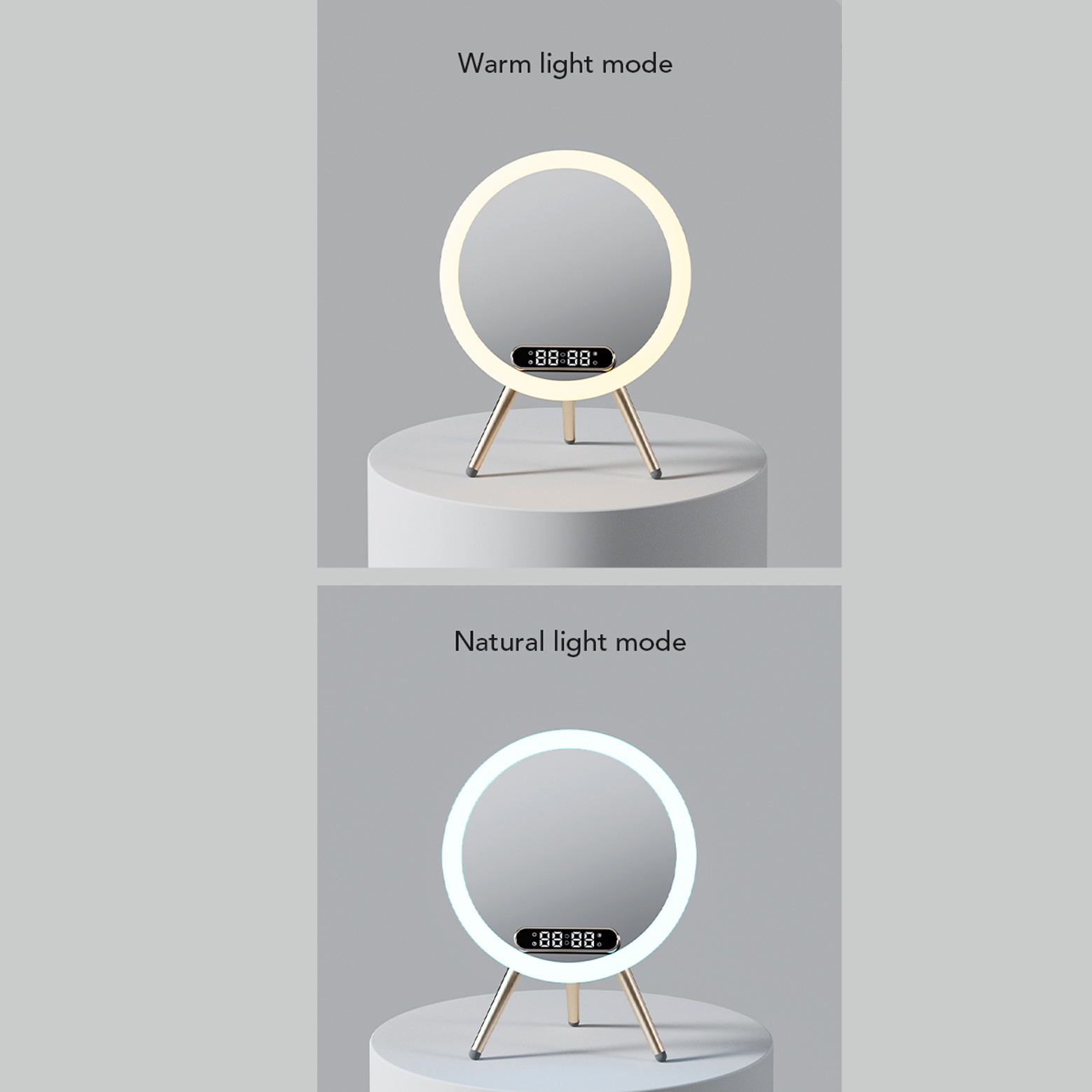 New Multi -function LED Mirror Alarm Clock Wireless Charger Digital Clock Time USB Table Clock - Image 7