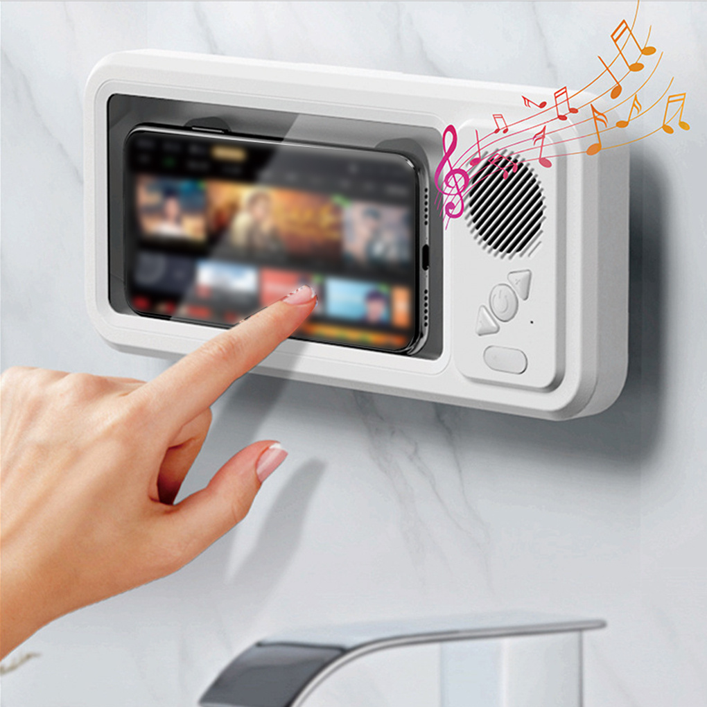 Bathroom Waterproof Mobile Phone Box Bluetooth Speaker Audio Bath TV Stand Mobile Phone Holder 360 Degree Rotation Touch Screen - Image 2