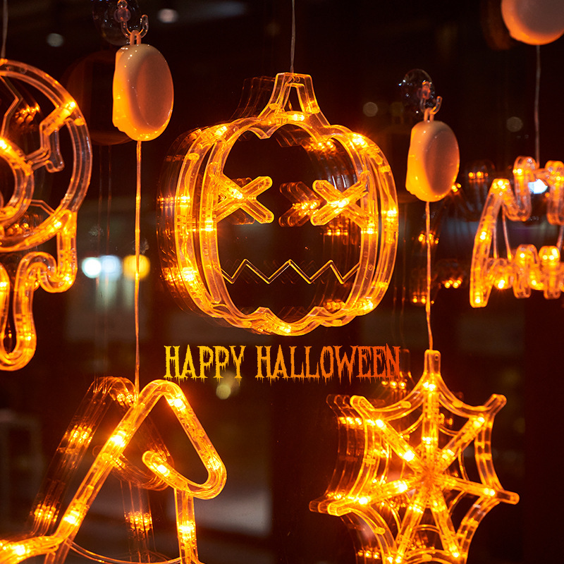 Halloween Window Hanging LED Lights Spider Pumpkin Hanging Ghost Horror Atmosphere Lights Holiday Party Decorative Lights Home Decor - Image 7