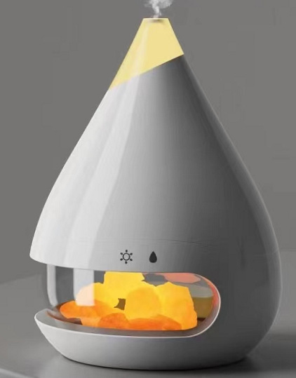 New Flame Humidifier Aromatherapy Machine Crystal Salt Stone Colorful Atmosphere Lamp Flame 3d Simulation Flame Humidifier Household Essential - Image 9