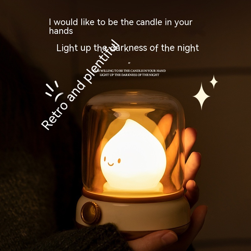Retro Small Night Lamp Bedroom Mini Desktop LED Cute Night Lamp Creative USB Rechargeable Portable Cartoon Table Lamp For Coffee Bar Hotel Bedroom Home Decor - Image 6