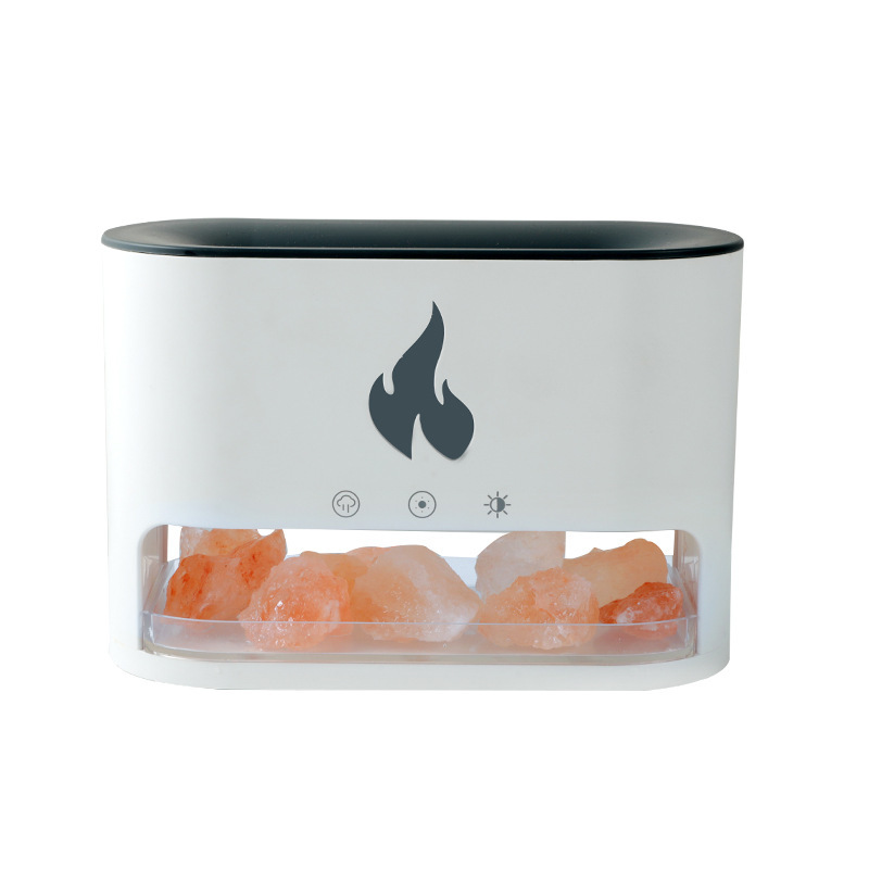 New Flame Humidifier Aromatherapy Machine Crystal Salt Stone Colorful Atmosphere Lamp Flame 3d Simulation Flame Humidifier Household Essential - Image 7