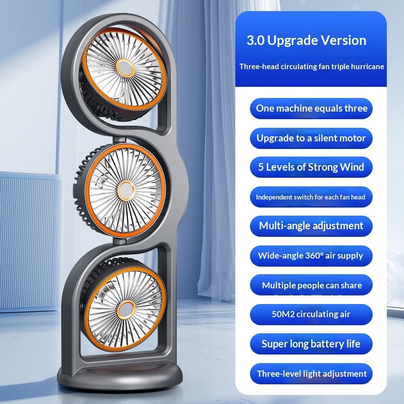 Multifunctional High-Wind-Force Three-Speed Fan With Night Light Dormitory And Outdoor Desktop Fan - Image 6
