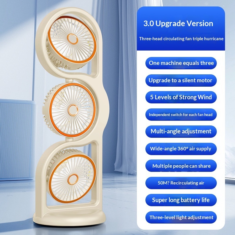 Multifunctional High-Wind-Force Three-Speed Fan With Night Light Dormitory And Outdoor Desktop Fan - Image 7