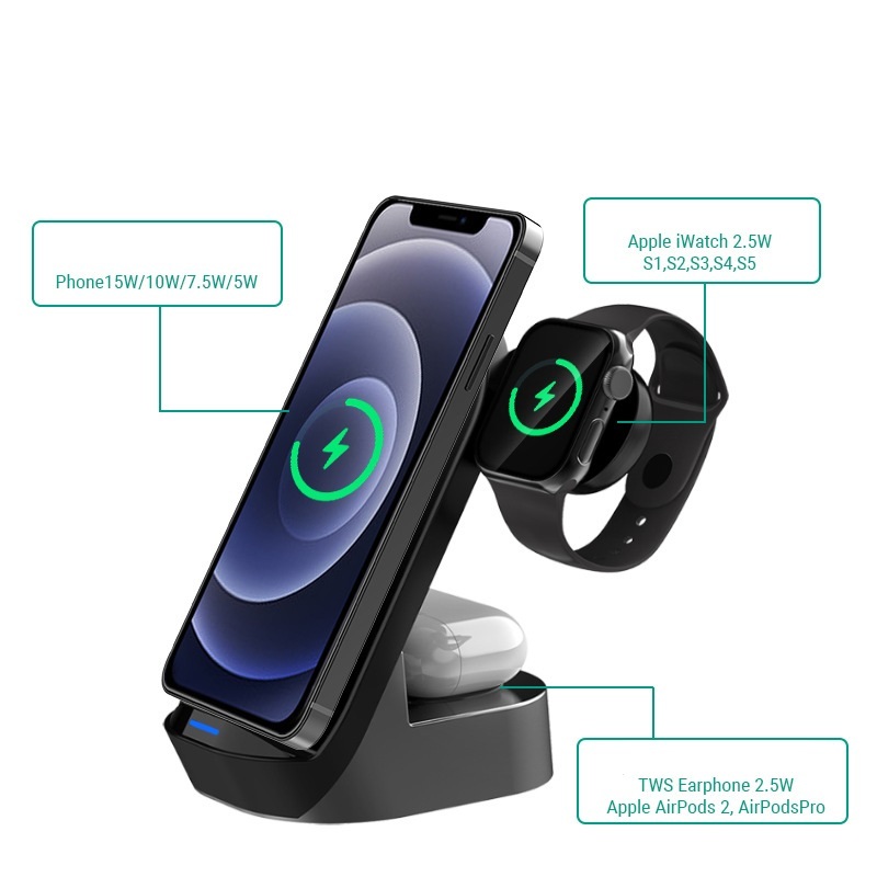 Foldable 3-in-1 Wireless Charger Vertical Stand 15W - Image 4