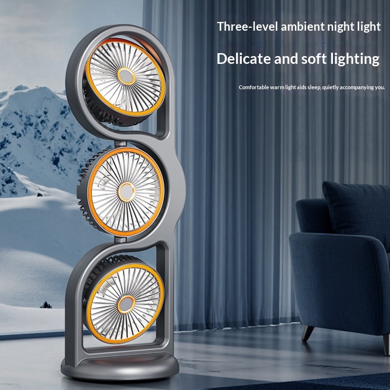 Multifunctional High-Wind-Force Three-Speed Fan With Night Light Dormitory And Outdoor Desktop Fan - Image 3