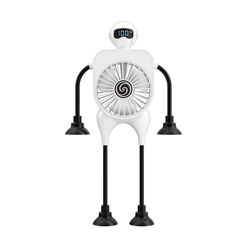 Robot Fan USB Rechargeable Desk Fan Mini Digital Display Table Fan With Suction Cup Portable Cooling Office Car Travel - Image 5