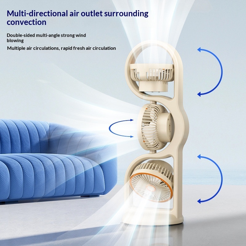 Multifunctional High-Wind-Force Three-Speed Fan With Night Light Dormitory And Outdoor Desktop Fan - Image 2